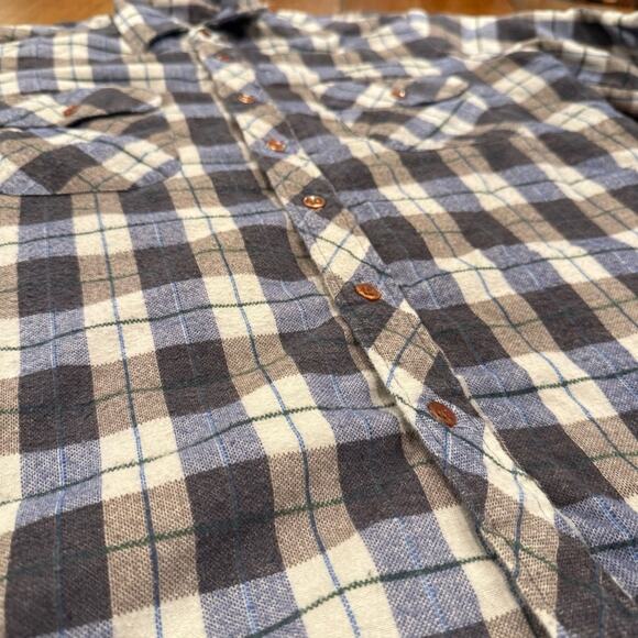 Vintage Flannel Plaid Button Down Chore Shirt Jacket Quilted Mens Med Workwear - Picture 10 of 13